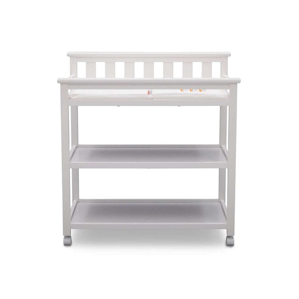 Modern White Baby's First 2 Shelf Changing Table with Wheels-2